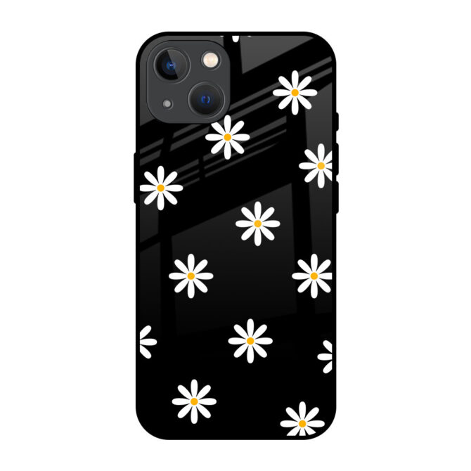 White Floral Metal Case for iPhone 13 Mini