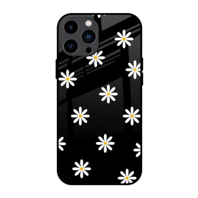 White Floral Metal Case for iPhone 13 Pro