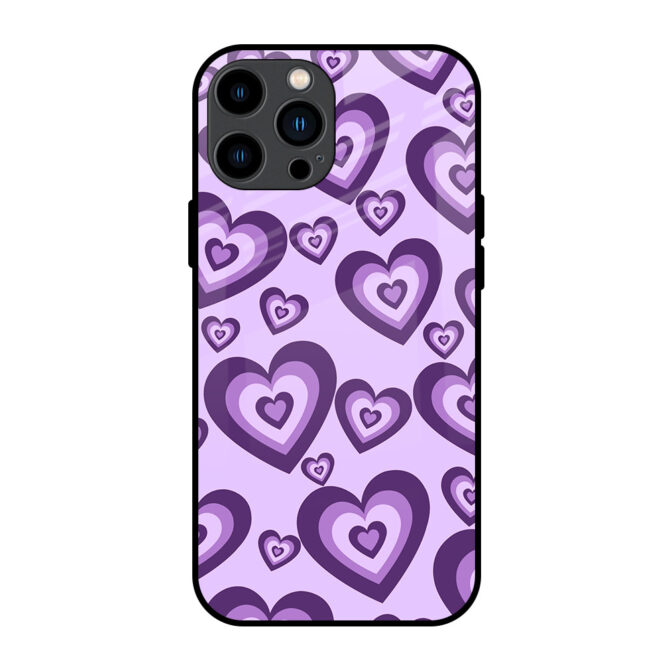 Purple Line Heart Metal Case for iPhone 13 Pro