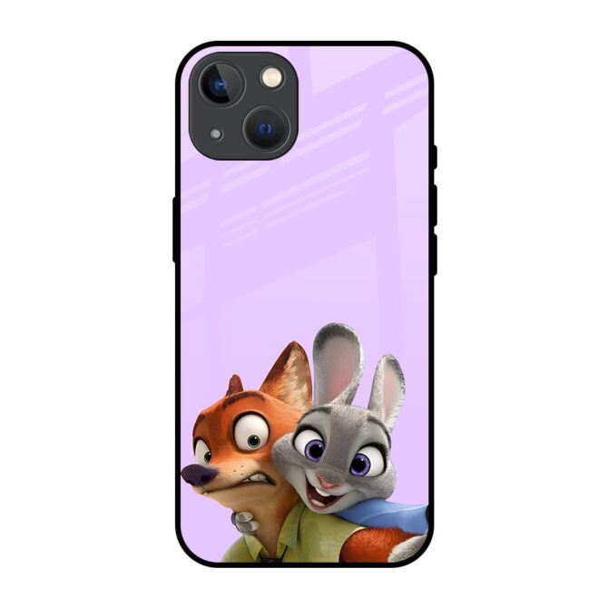 Cartoon Couple Metal Case for iPhone 14 Plus