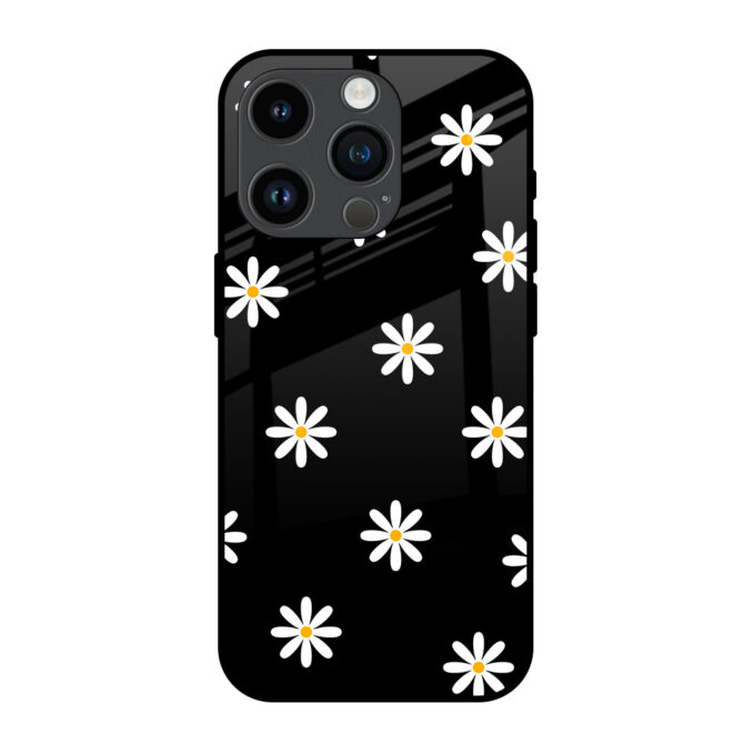 White Floral Metal Case for iPhone 14 Pro