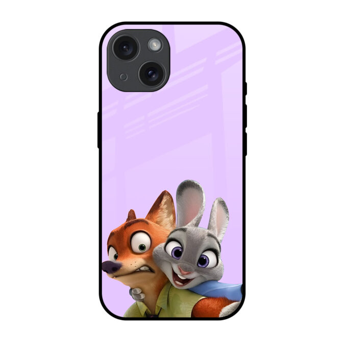 Cartoon Couple Metal Case for iPhone 15 Plus