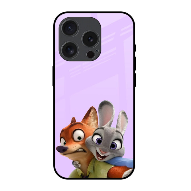 Cartoon Couple Metal Case for iPhone 15 Pro