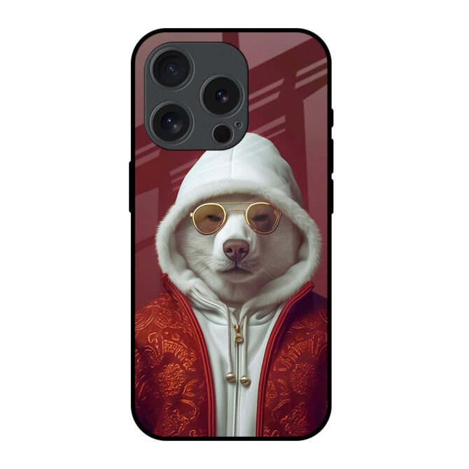 Bear with Sunglasses Metal Case for iPhone 15 Pro