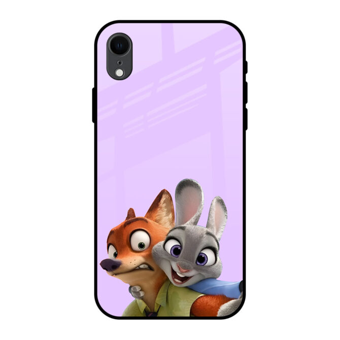 Cartoon Couple Metal Case for iPhone XR