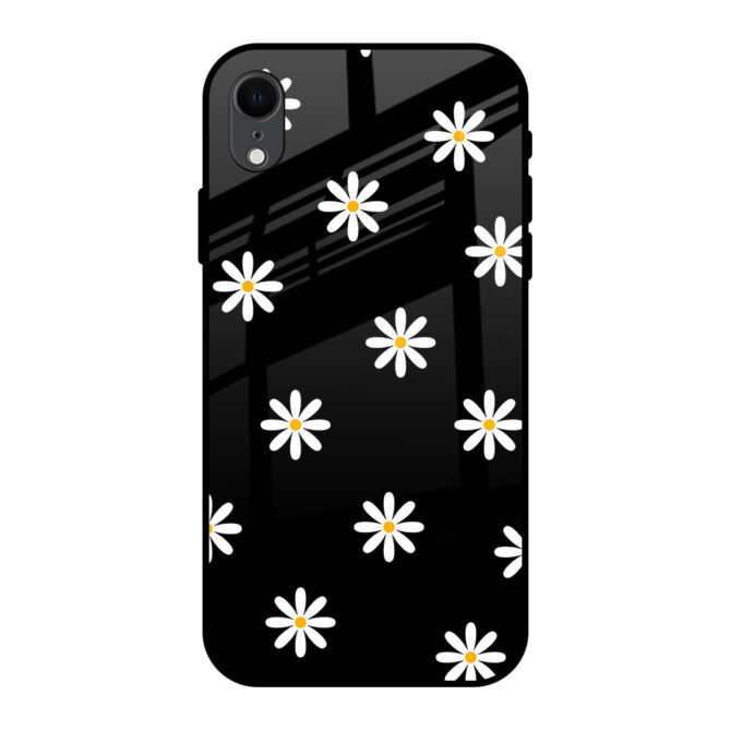 White Floral Metal Case for iPhone XR