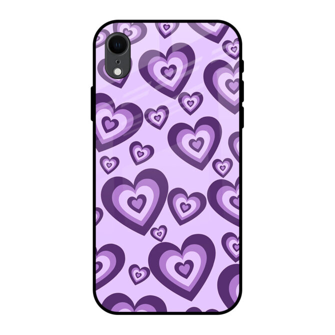 Purple Line Heart Metal Case for iPhone XR