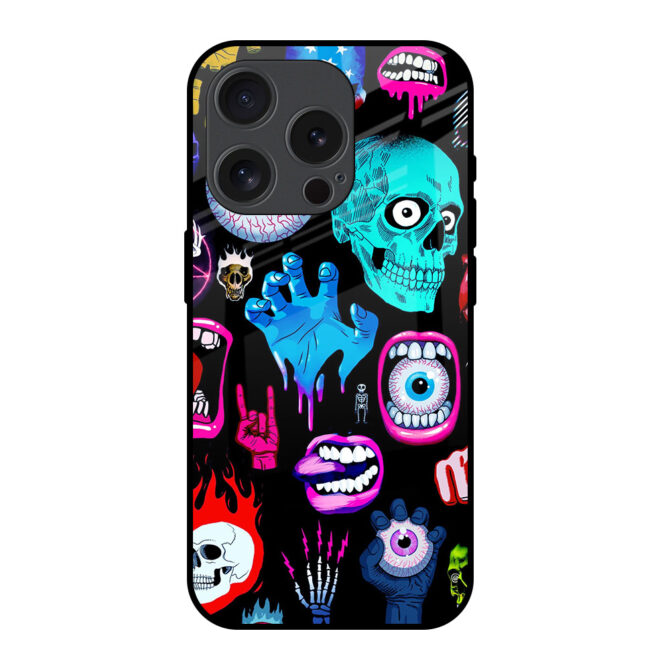 Skull Art Metal Case for iPhone 15 Pro Max