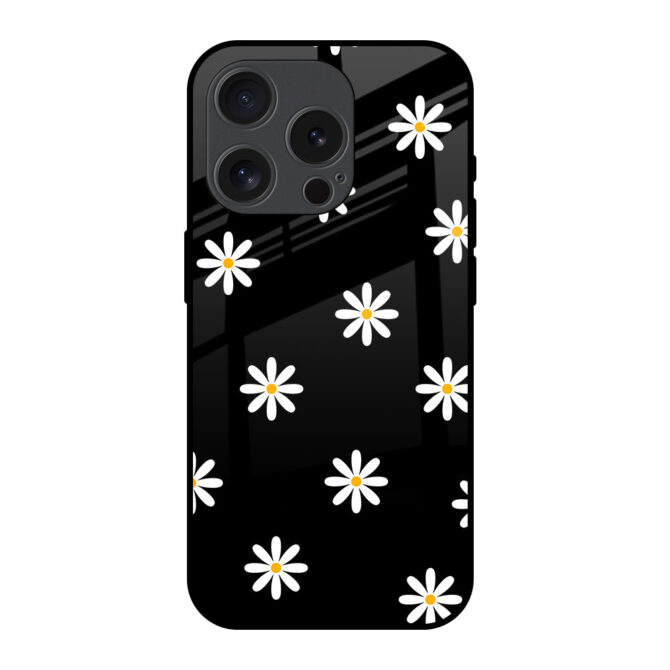 White Floral Metal Case for iPhone 15 Pro Max