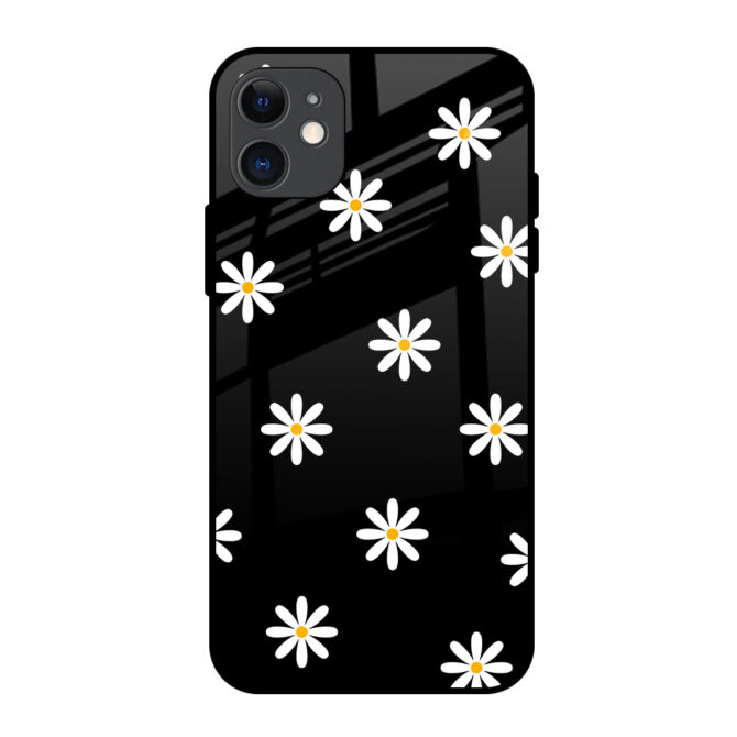 White Floral Metal Case for iPhone 11