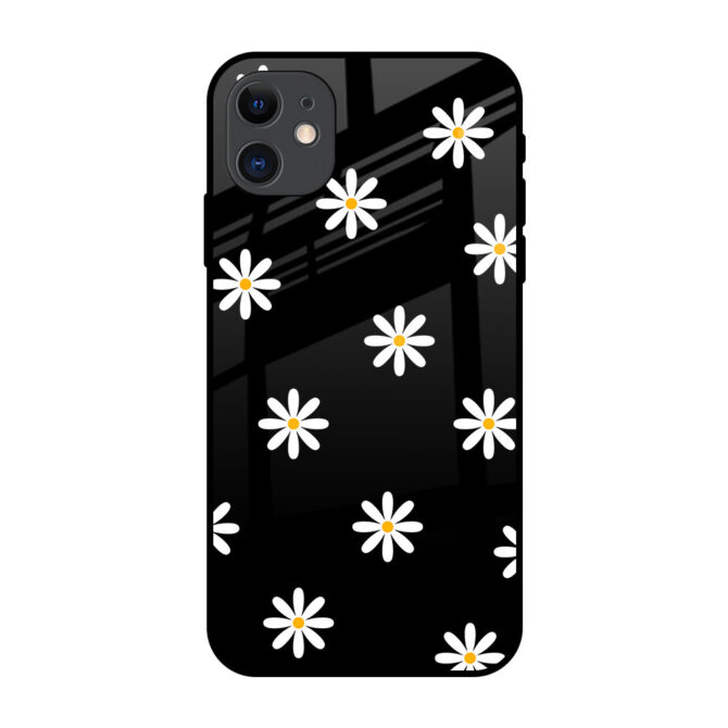 White Floral Metal Case for iPhone 12