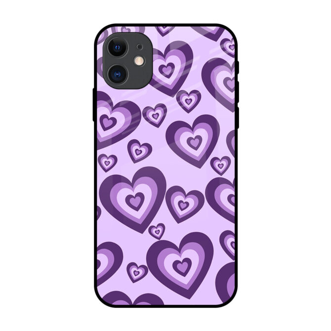 Purple Line Heart Metal Case for iPhone 12