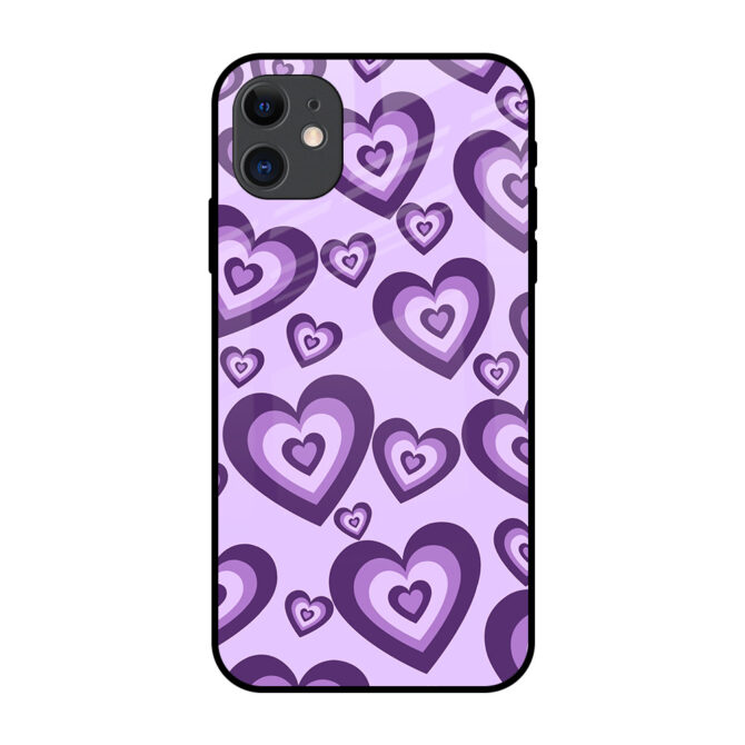 Purple Line Heart Metal Case for iPhone 12 mini